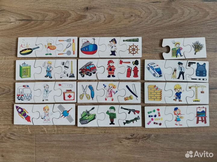 Деревянный пазл ассоциации Профессии