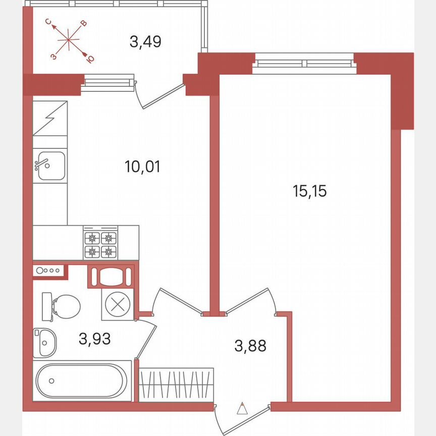 1-к. квартира, 34,7 м², 4/5 эт.