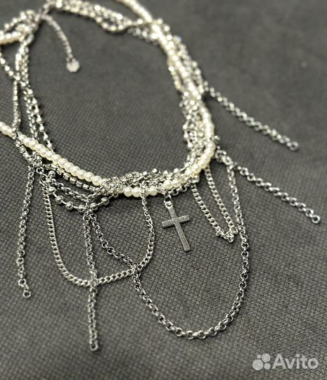 Ожерелье многослойное, колье из жемчуга,тренд 2024