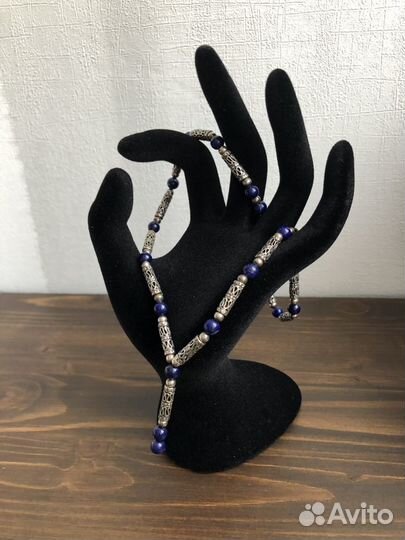 Серебряное колье 925 с лазуритом Винтаж