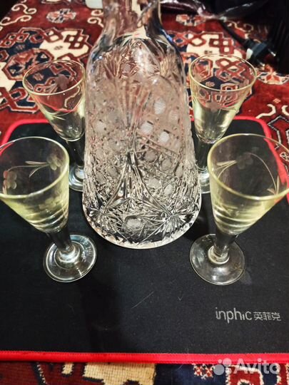 Хрустальные Штоф-Графин и стопки под водку СССР