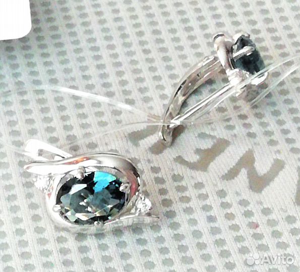 Серьги серебро топаз С157