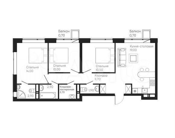 3-к. квартира, 76 м², 8/12 эт.