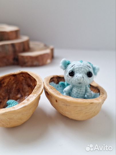 Мини амигуруми Дракоша в скорлупе ореха на заказ