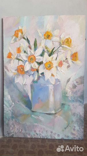Картина. Нарциссы. Холст. Масло. 6045 см