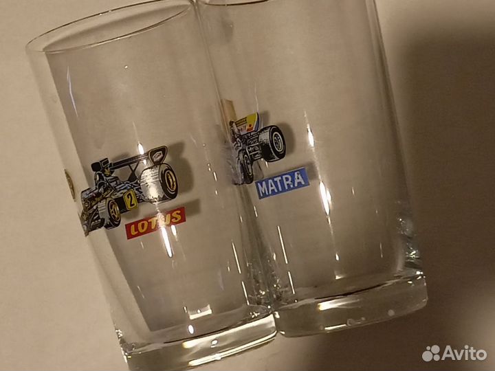 Ретро стаканы с гоночными машинами Bohemia 80-e