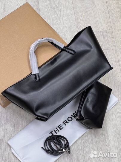Сумка тоут The Row натуральная кожа чёрная