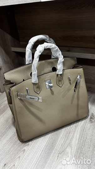 Сумка Hermes birkin 35 серебро Натуральная кожа