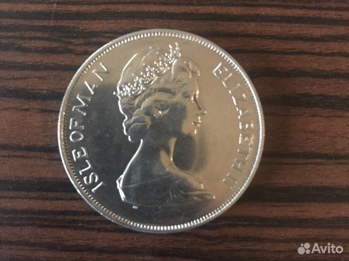 Монета 1 крона 1977 год Остров Мэн