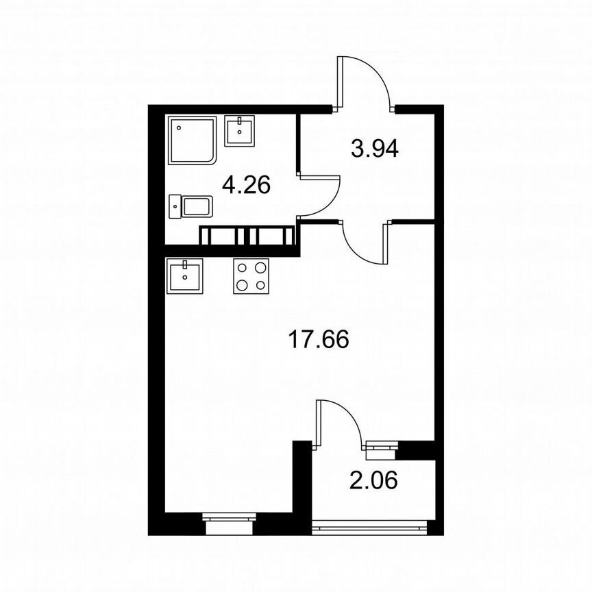 Квартира-студия, 26,9 м², 5/9 эт.