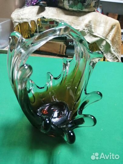 Ваза конфетница цветное стекло чехословакия