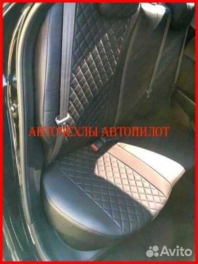 Чехлы Автопилот Kia Ceed 1 из экокожи чёрные Ромб