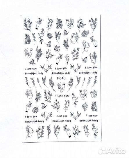 Трафареты наклейки слайдеры для маникюра ногтей