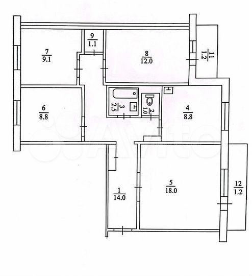 4-к. квартира, 75,9 м², 9/9 эт.