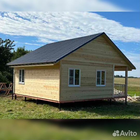 Каркасный дачный дом 8х7м с верандой