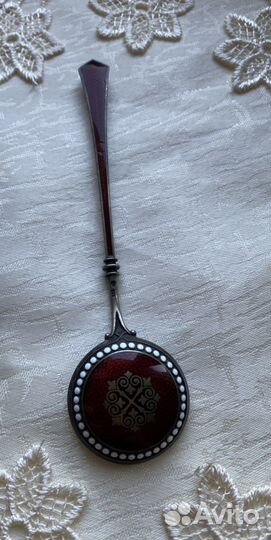 Эмалевая ложечка, серебро