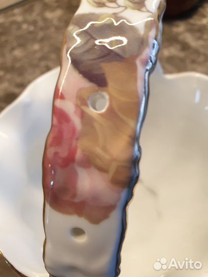 Ваза конфетница с ручкой Роза Фарфор