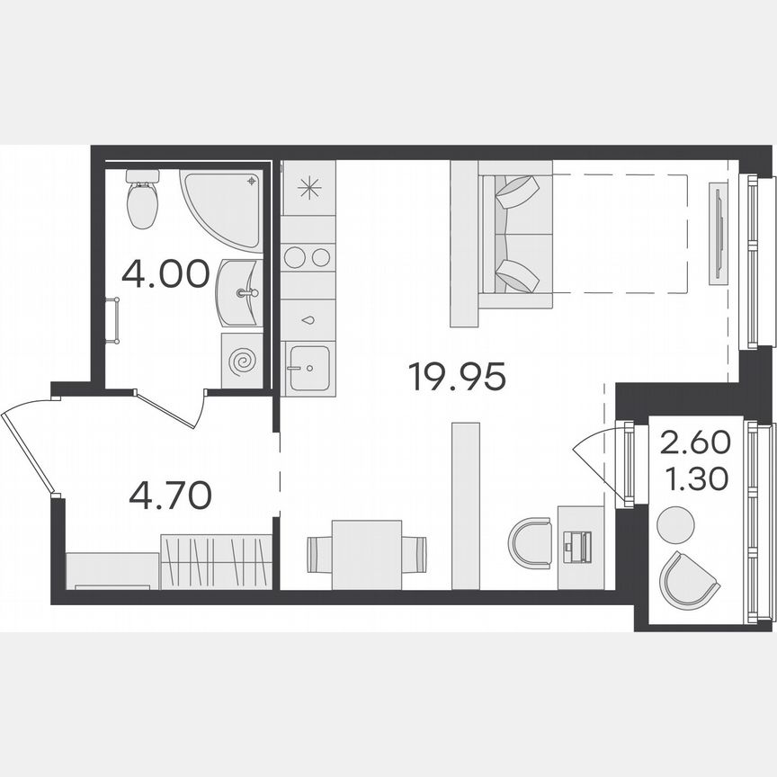 Квартира-студия, 30 м², 14/15 эт.