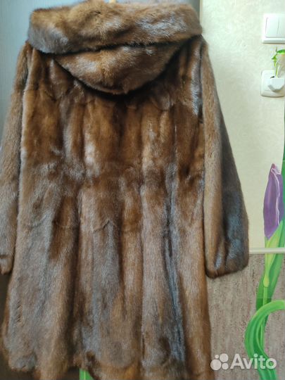 Шуба норковая с капюшоном