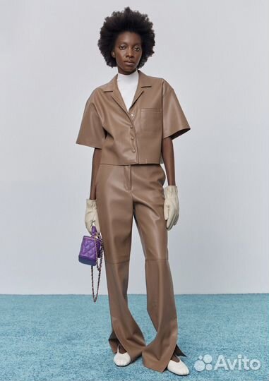 Новый кожаный костюм lime брюки рубкашка