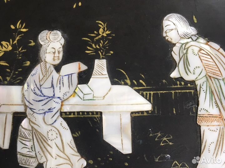 Старинная шкатулка дерево, перламутр