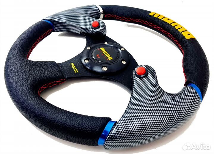 Руль momo style - Сarbon - 330мм (PVC кожа/с кнопк