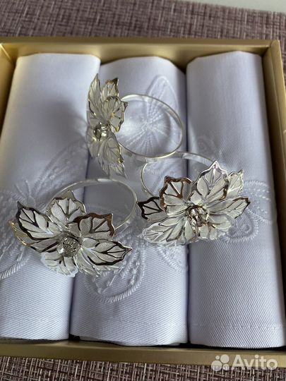 Кольца для салфеток цветы серебро