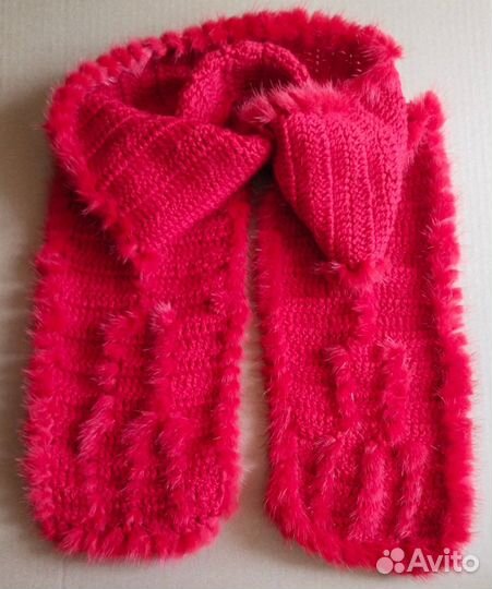 Шапка шарф вязаные с норкой