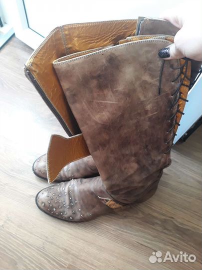 Кожаные сапоги, 40р