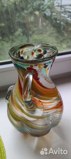 Кувшин цветное стекло СССР