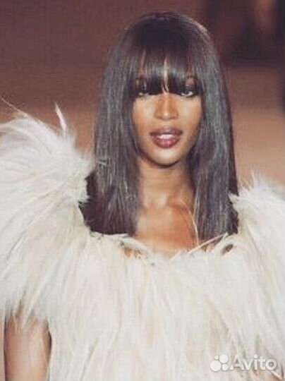 Парик черный прямой с челкой средней длины