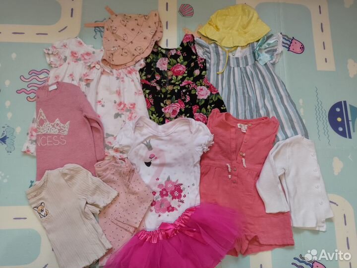 Летние вещи пакетом 74 80 86 на девочку