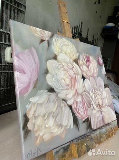 Картина маслом «Пионы»