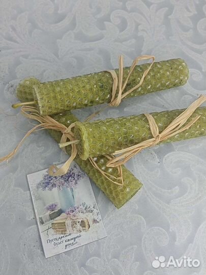 Свечи из вощины с натуральной мятой, полынью