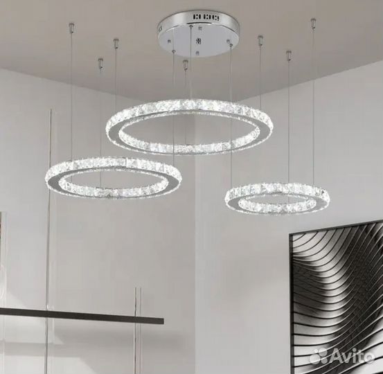 Современная хрустальная люстра кольца с кристаллам