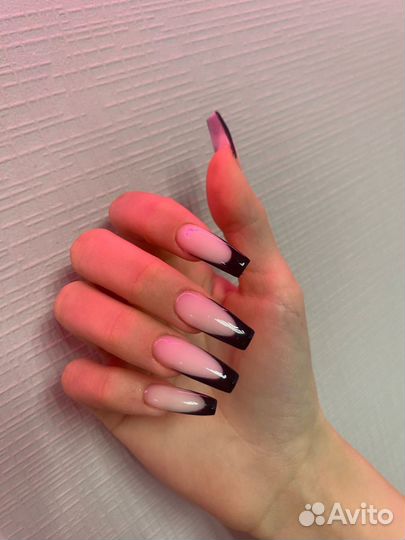 Маникюр с покрытием гель лак, наращивание ногтей