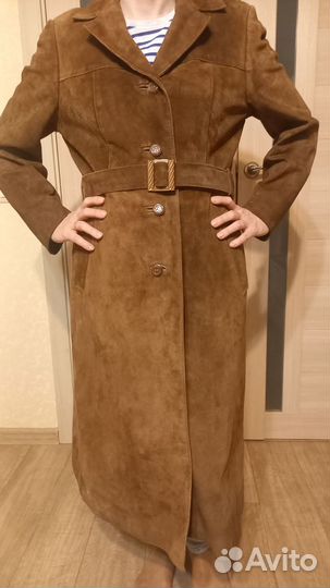 Плащ-пальто из натуральной замши