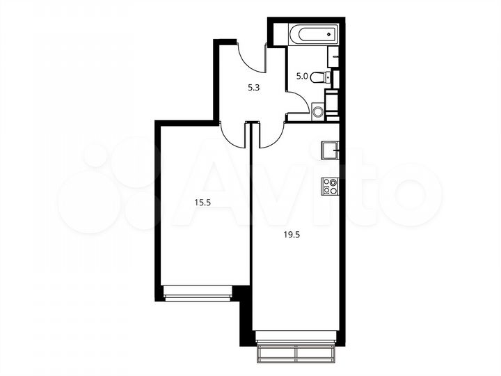 2-к. квартира, 45,3 м², 12/17 эт.