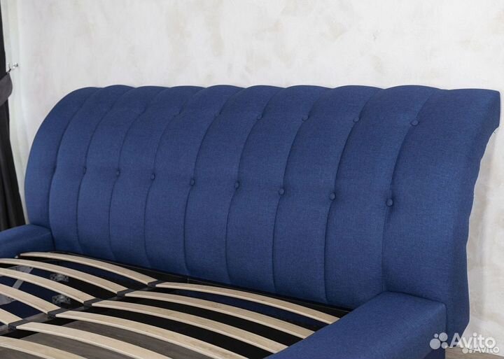 Кровать двухспальная 180х200 синяя