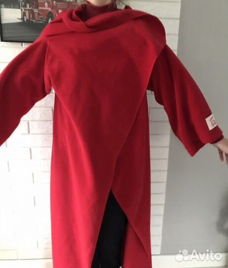 Красный плащ накидка Дед Мороз костюм