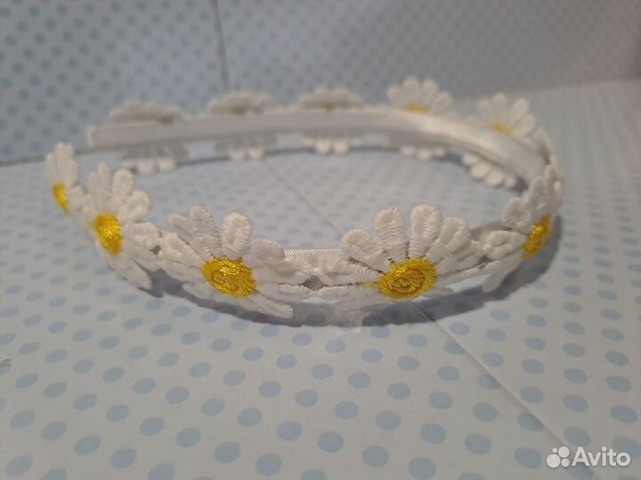 Ободок детский для волос с ромашками