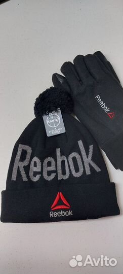 Мужская шапка зимняя Reebok c помпоном на флисе