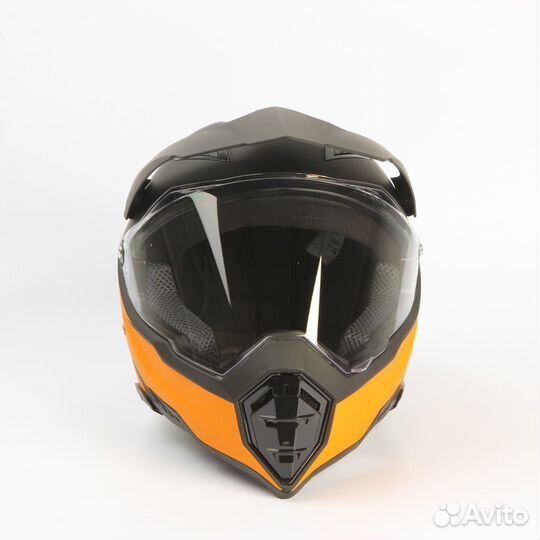 Шлем мотард WLT 128 (Черный/Оранжевый, XL)