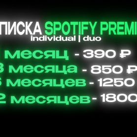 Подписка Spotify Premium individual duo