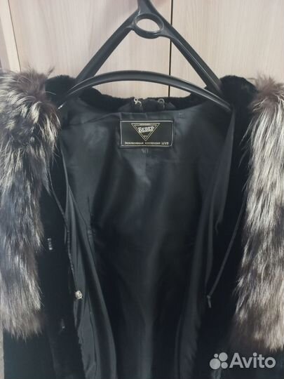 Шуба мутоновая с капюшоном 52 54 размер