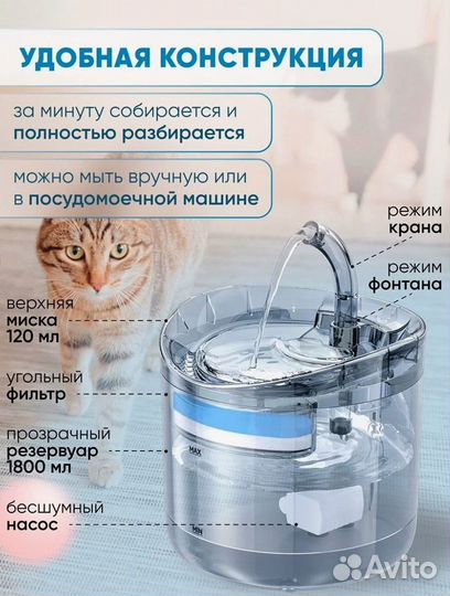 Фонтан поилка с датчиком движени. Корм про план