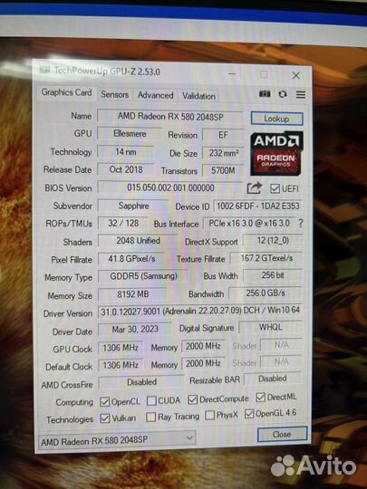 Видеокарта Sapphire rx 580 8gb