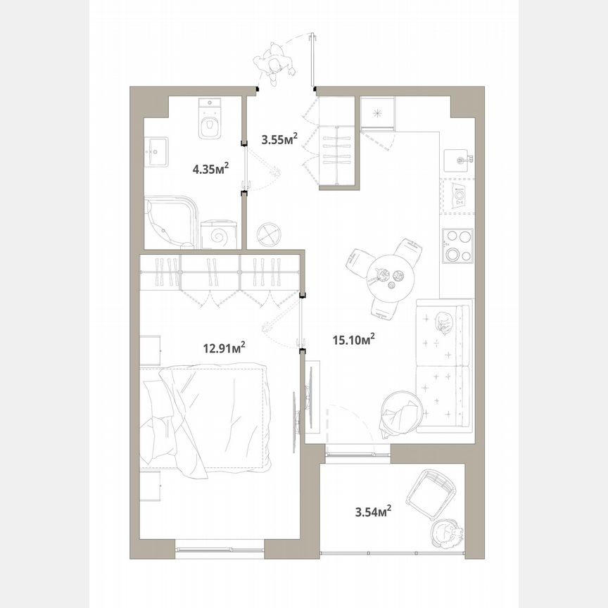 1-к. квартира, 37,7 м², 12/12 эт.