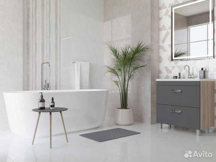 Плитка настенная Керамин Астория 3Д тип 2 40x27.5 см 1.65 м² глянцевая цвет бежево-белый