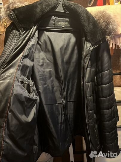 Кожаная куртка мужская с капюшоном